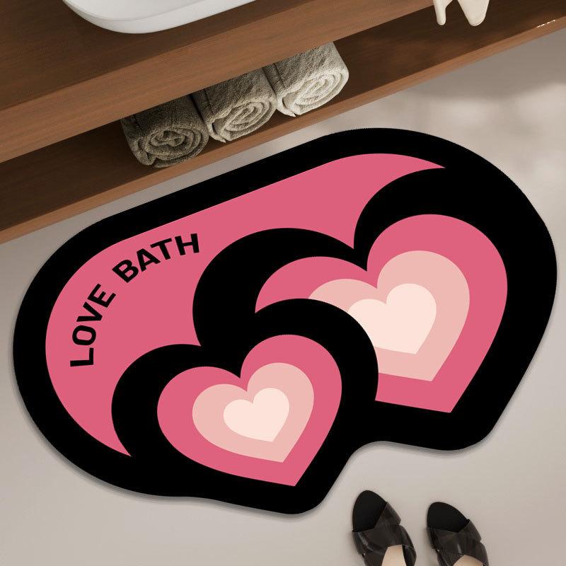 

American Retro Love Diatom Mud Bathroom Floor Mat, Water-Absorbing Non-Slip Mat, Dirt-Resistant And Easy To Take Care Of, Bathroom Door Floor Mat 50*80cm
