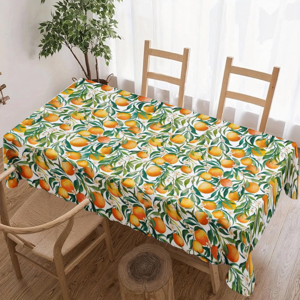 Fruit Sinaasappel Patroon Rechthoekige Tafelkleed voor Tafel Decoratie Vakantiefeest Waterdicht Herbruikbaar Tafelkleden voor Tafel Keuken Eetkamer 140x140cm