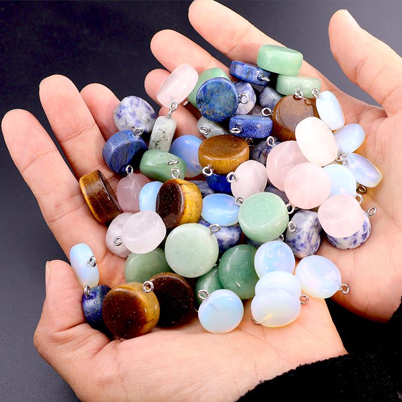 Natural Stone Crystal Cookie Shape Necklace Pendant Ornaments