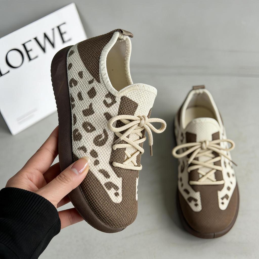 Herbst 2026 Atmungsaktive Mesh-Schuhe für Damen mit Leopardenmuster - Leicht, Vielseitig, Weiche Sohle, Bequemes Freizeit-Schuhwerk