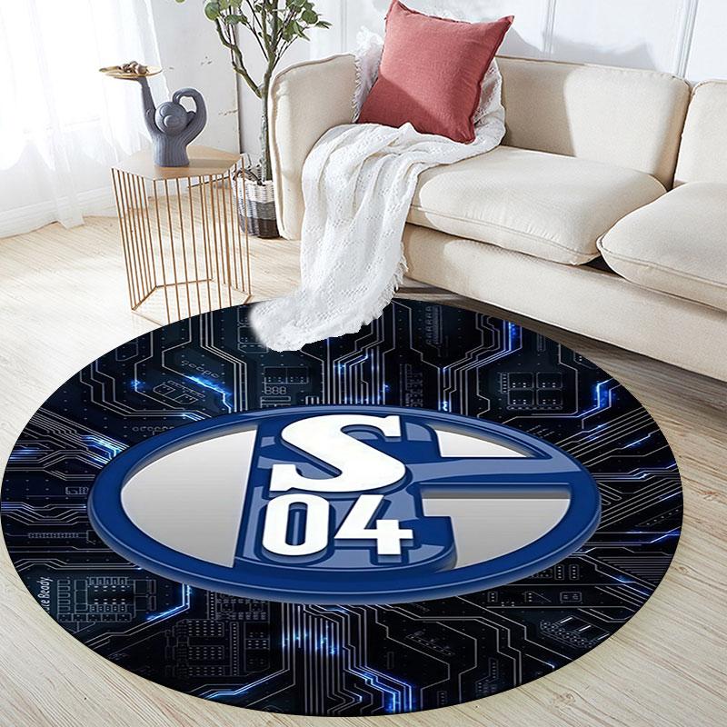 FC Schalke 04 Pattern Round rug,Carpet Rug for Living Room Bedroom Playroom ,Non-slip Floor Mat,Holiday Gifts and Birthday Gifts.