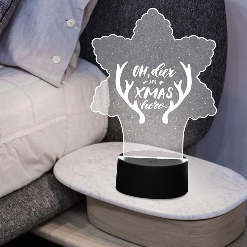 5PCS/Pack Acrylic Light Sheets Creative Star Snowflake Design DIY LED Night Lights Supplies for Christmas Decorations