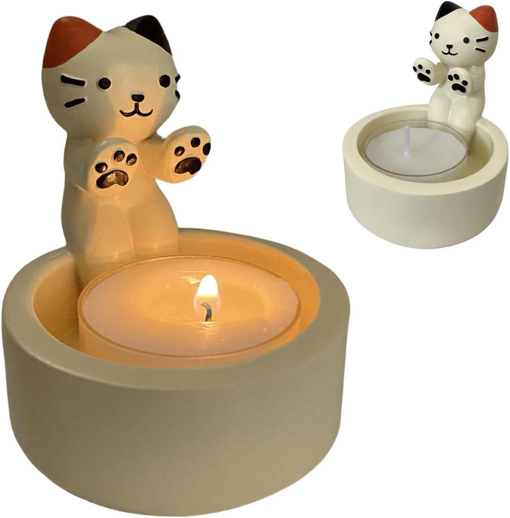 Cat Candlestick Warm Claw Cartoon Cat Candlestick Cute Cat Fragrance Mini Tea Lamp Candlestick Cat Decoration