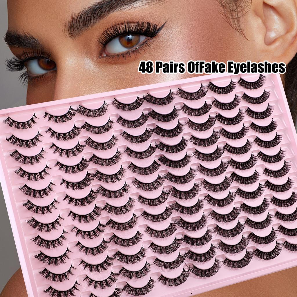 48 Pairs Of Large-Capacity False Eyelashes Dd Curled Chemical Fiber Thick Three-Dimensional False Eyelashes
