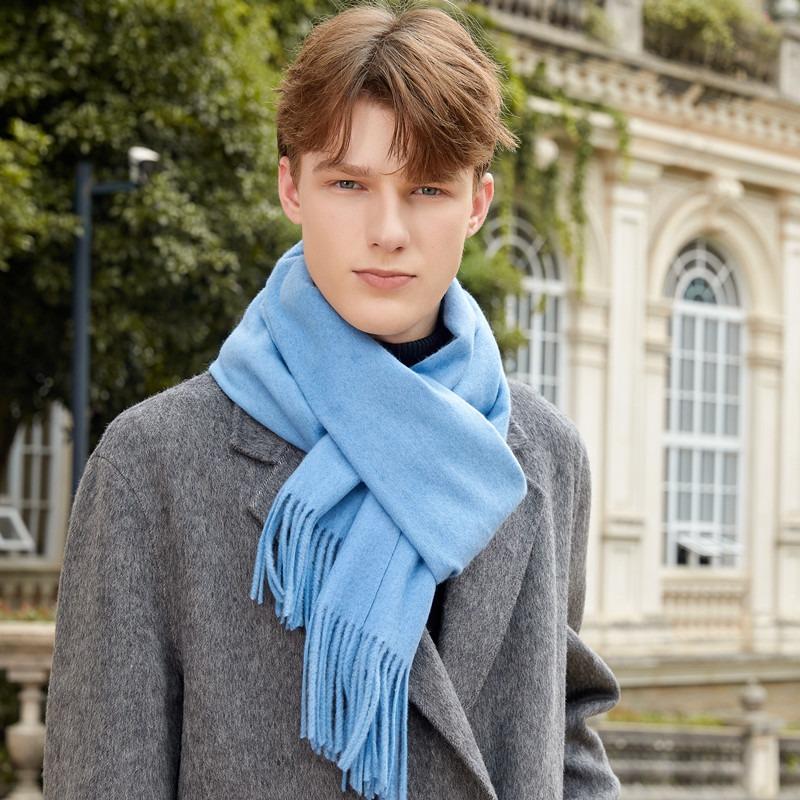 Wool Scarf Men's Autumn and Winter Cashmere Scarf Women's Winter High End Versatile New Solid Color Men's Scarf