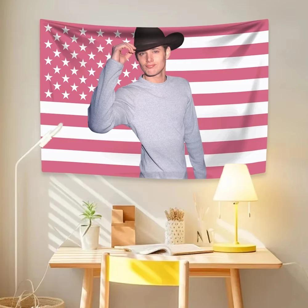 

Джей-Дженсен Эклз Вдохновленный американским флагом Мягкий полиэстеровый гобелен Спальня Общежитие Настенный декор Фэндом Сверхъестественное 29x37in