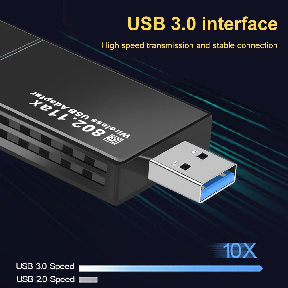 WiFi6 USB WiFi Adapter Network Card Dual Band 2.4G/5GHz External Wireless Adapter 1800Mbps For PC Laptop Window