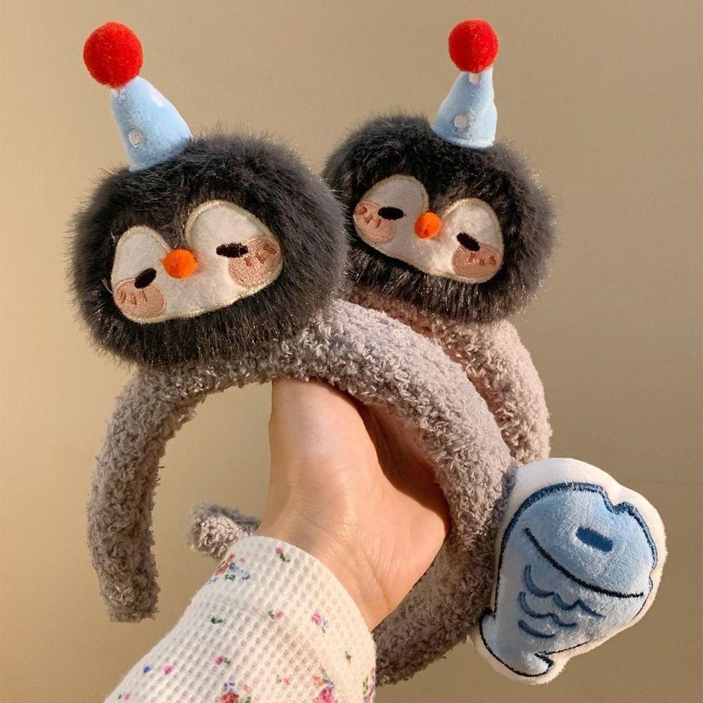 New Cartoon Penguin Fish Headband Wide Brim Washing Face Hairpin Funny Headband Girl Hair Accessories