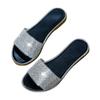 Flat-bottomed rhinestone slippers women's spring and summer new sequined cool slippers open-toed one-word large-size women's shoes