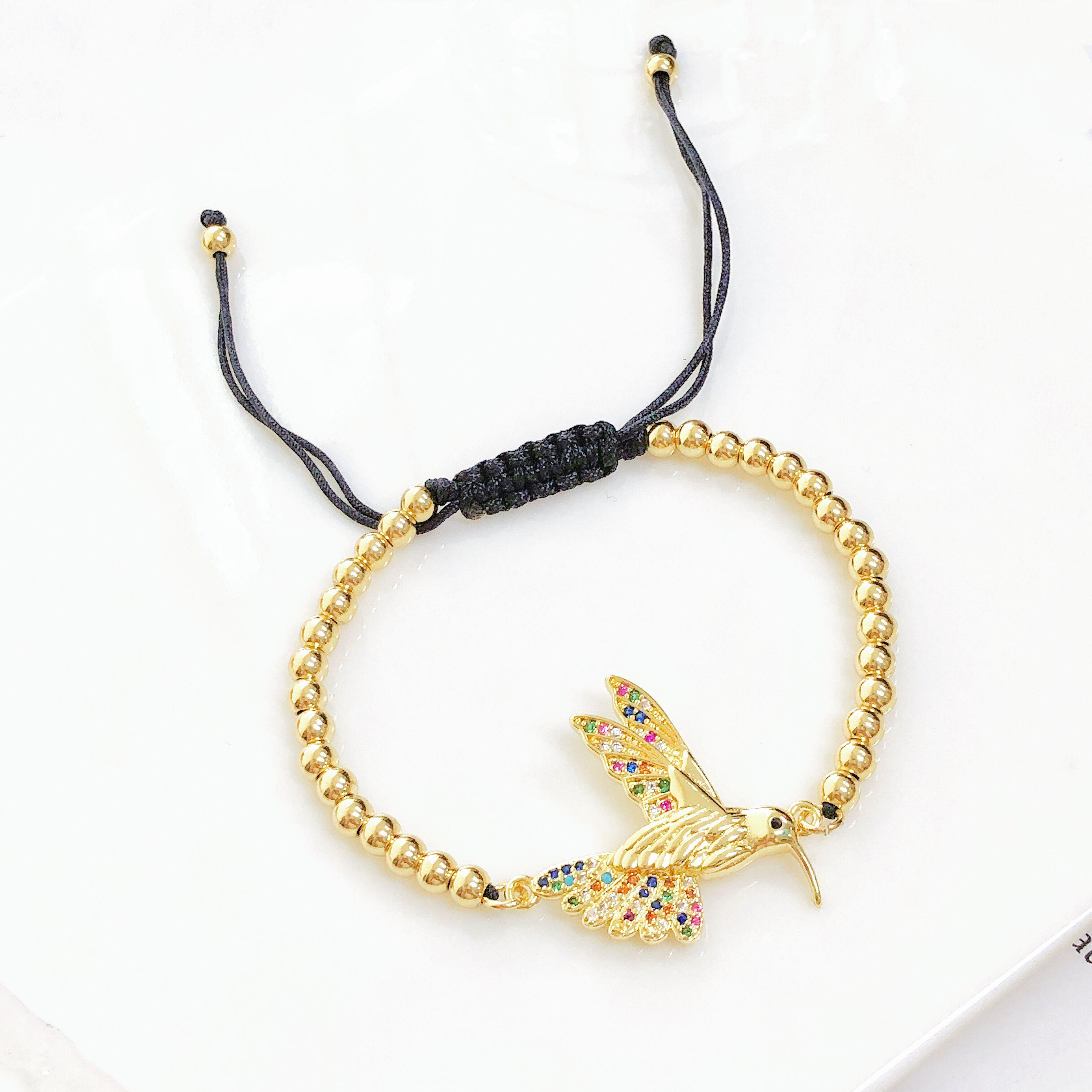 Hot-Selling Zircon Animal Hummingbird Copper Bead Chain Bracelet Creative for Men Women New Fashion Party Zircon Birthday Gift