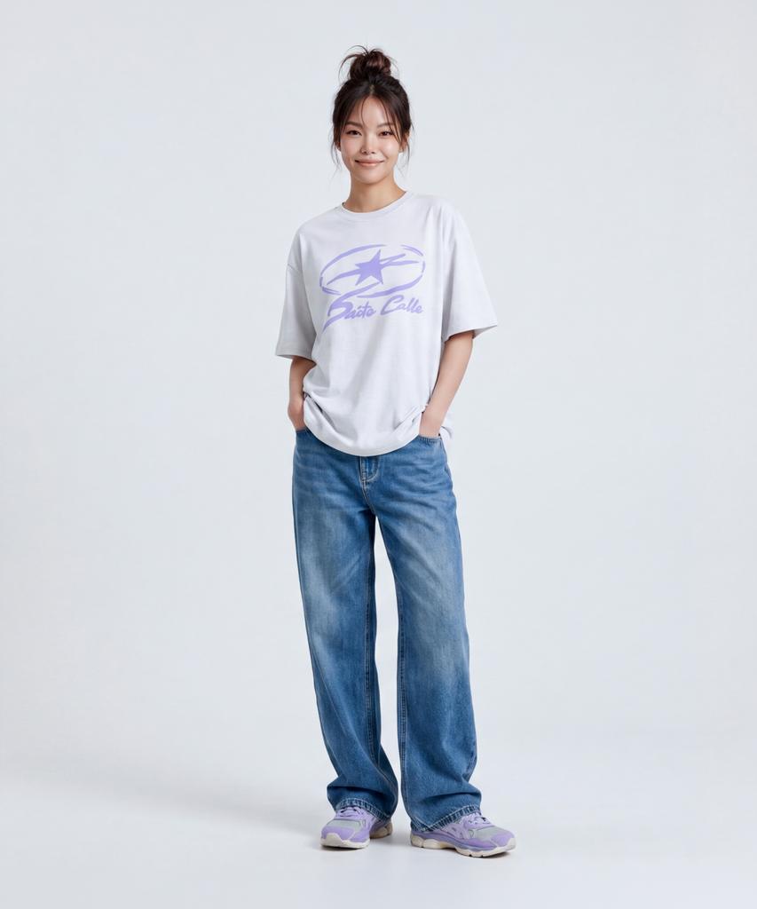 Santokalle Washed Wide Denim Pants (Medium Blue)