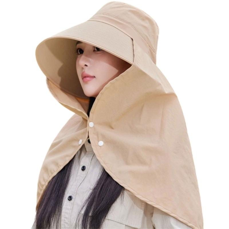 Wide Brimmed Sun Hat For Women Lady Adjustable Breathable Fabric Sun Protection Outdoor Fishing Hat Beach Travel