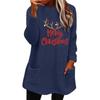 European and American Women’s Christmas Deer Print Casual Long Sleeve Pocket Hoodie