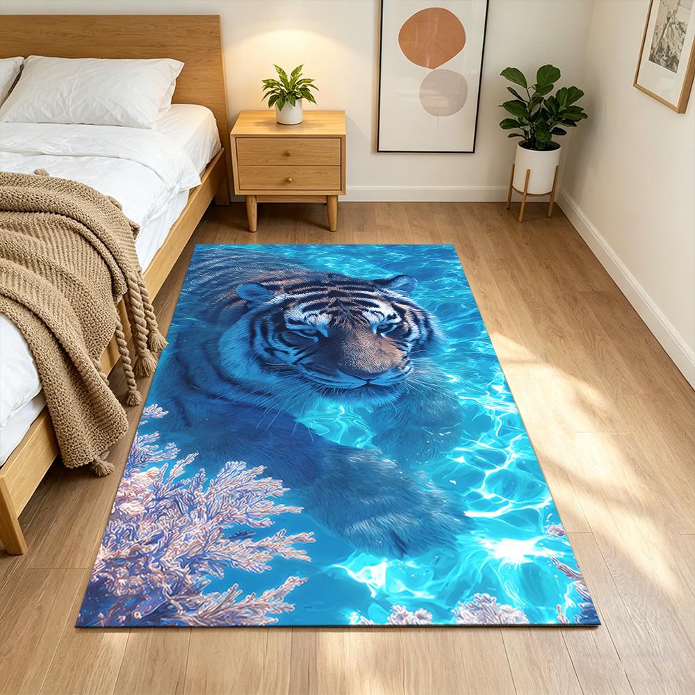 Wild Tiger In Jungle Non-Slip Home Carpet Design for Office Decor Living Room Bedroom Gift