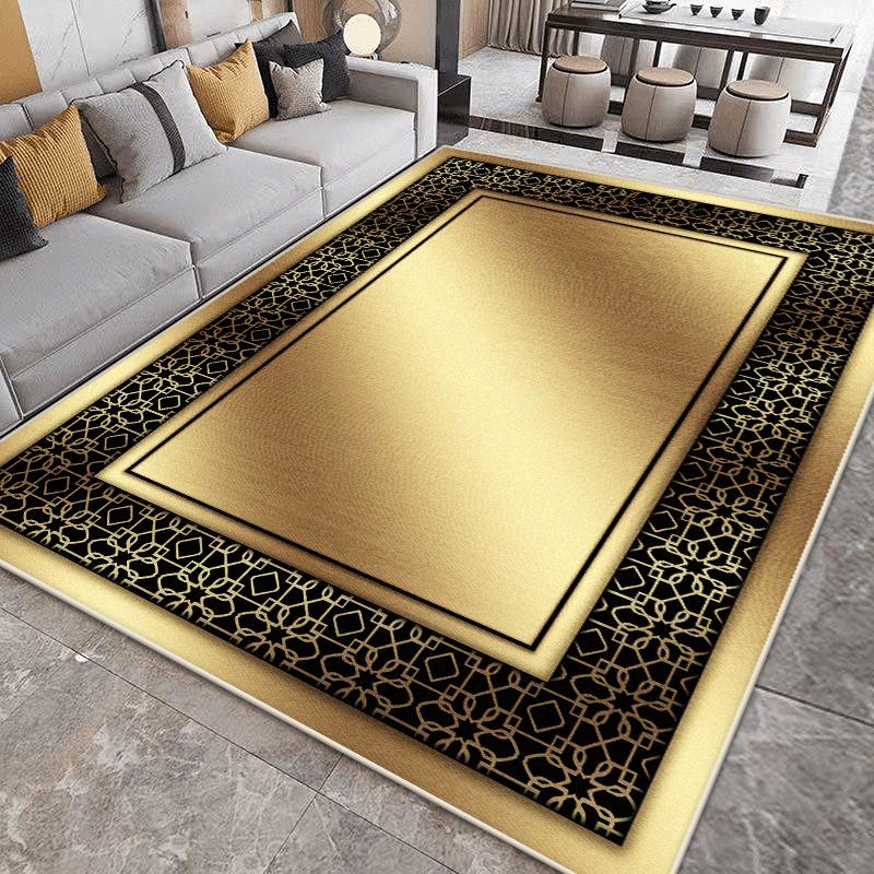 Big Size Non-slip Home Decoration Luxury Carpet for Living Room Golden Border Washable Gaming Room Decor Rug Soft Sofa Table Mat