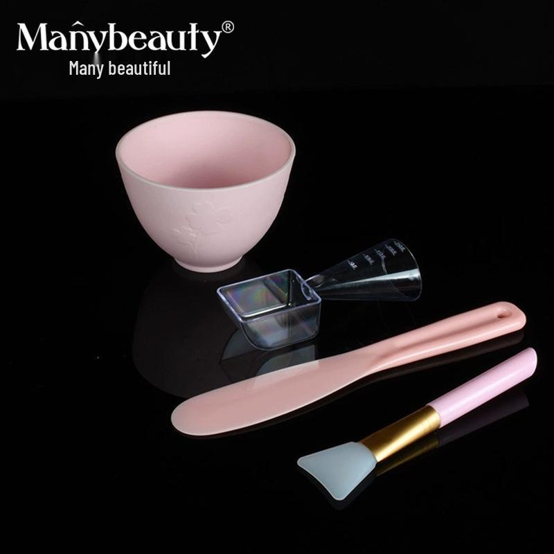 Four-Piece Clover Mixing Bowl Set: Silicone Mask Bowl & Beauty Salon Tool Kit.