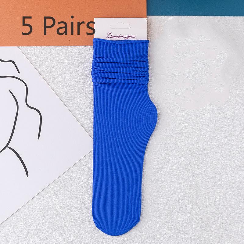 5 Pairs of Women's Summer Thin Breathable Academy Wind Tube Pile Socks