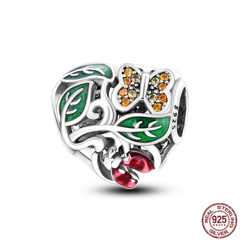 Copper Tree Of Life Four-Leaf Clover Green Series Charms Beads Fit Qikaola Original Bracelet Diy Jewelry Making