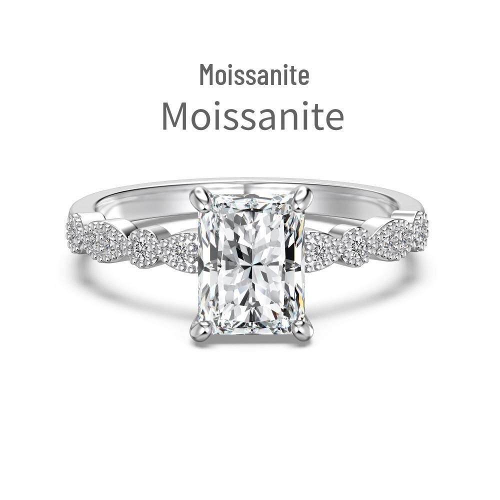 

Mo Sang S925 Sterling Silver Ring: Women s Square 2 Carat D Color, Super Sparkle, Elegant Design Size 7