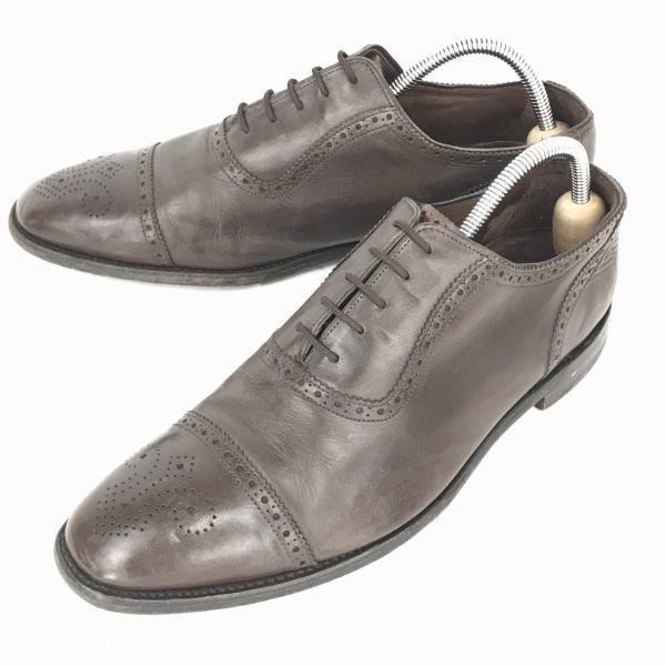 

England Made/LOAKE/Goodyear Welt Leather Semi-Brogue Punched Cap Toe/28.0/Dark Brown/Business Shoes