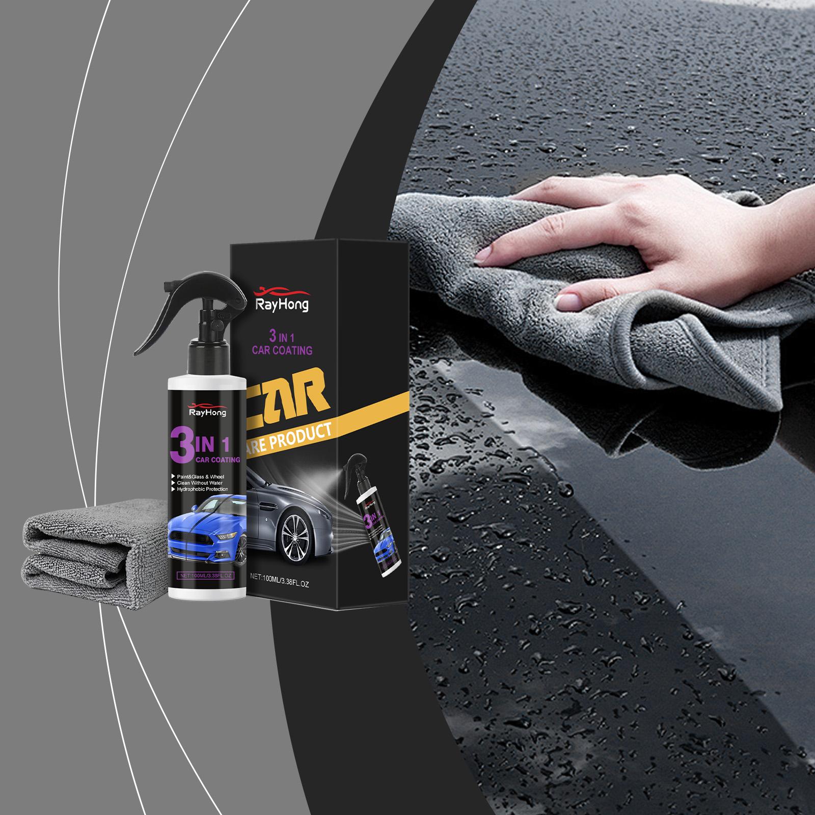 

Rayhong 3-in-1 Car Paint Spray Surface Brightening, Dust-Proof, Stain-Resistant, Protective Polish Spray 100ml Free Towel Included