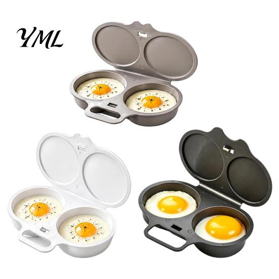 Quick Morning Meal Prep Dual Cavity Microwave Egg Poacher with Lid And Handle, Food Grade Plastic Easy Breakfast Tool Steamer, Oil-free Cooking
