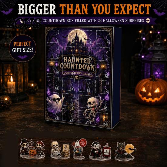 Children Holiday Entertainment Halloween Advent Calendar, 24 Day Haunted Countdown Box with Mini Calendar for Kids Figures, Spooky Collectible Toy Set
