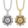 New Trendy Brand Hip-Hop Jewelry Titanium Steel Gold-Plated Diamond-Studded Compass Greek Mythology Pendant Necklace