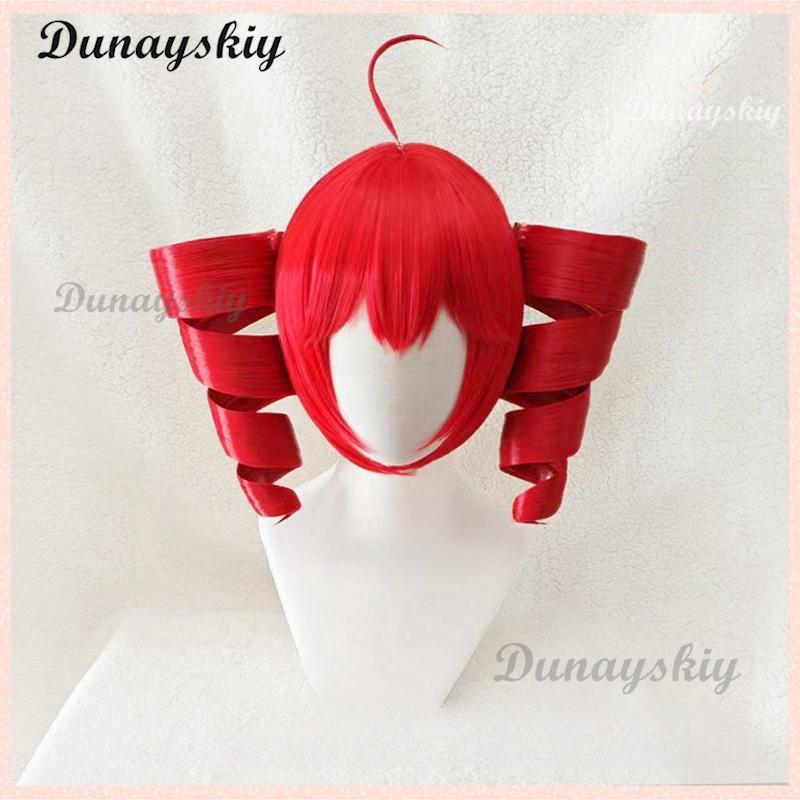 Parrucca Cosplay Kasane Teto Anime Donna Carina Parrucca Rossa a Coda di Cavallo Capelli Ricci Lunghi Resistenti al Calore Parrucca Teto Calotta per Parrucca Gratuita