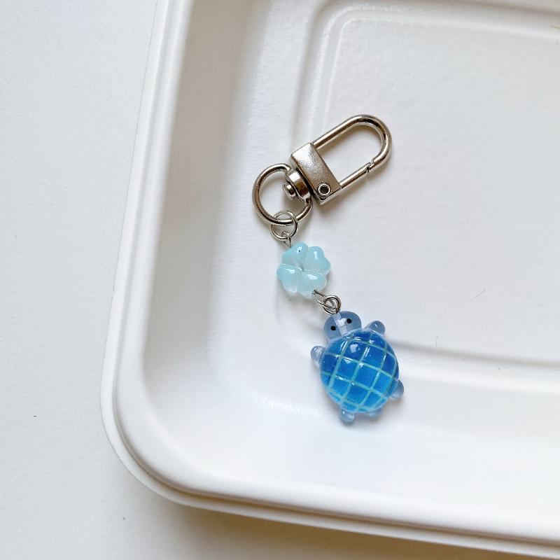 Colorful Jelly Pineapple Turtle Charm Keychains Drip Gum Retro Turtle Pendant Keyring Hanging Ornament Pendant Accessories Gift