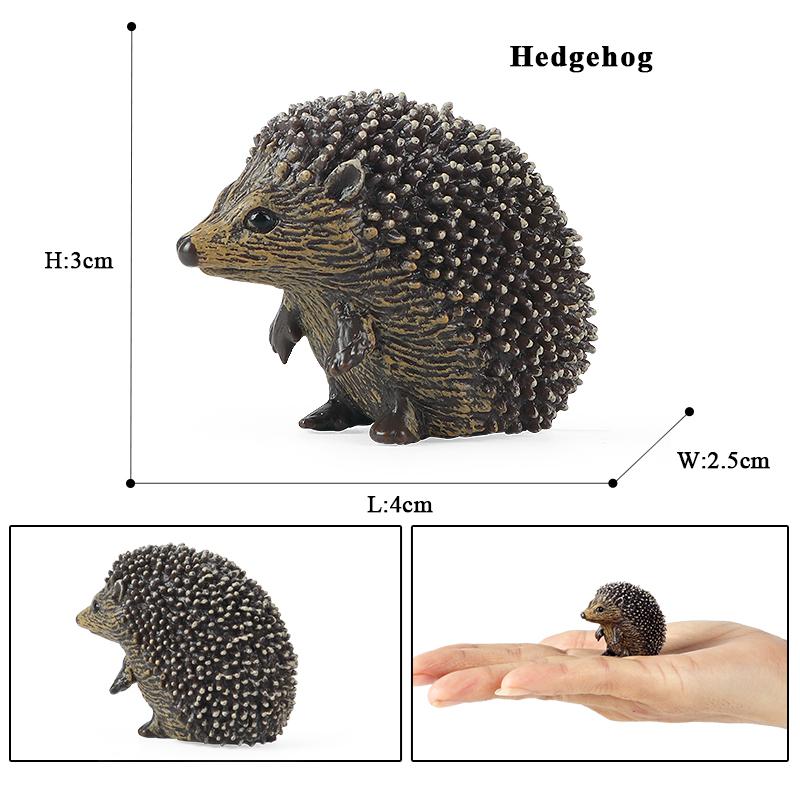 Oenux Simulation Wild Jungle Forest Animals Hedgehog Model Action Figures Cake Topper Party Favor Cute Education Kid Toy Gift