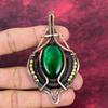 Green Fire Labradorite Gemstone Pendant Copper Wire Wrapped Handmade Jewelry