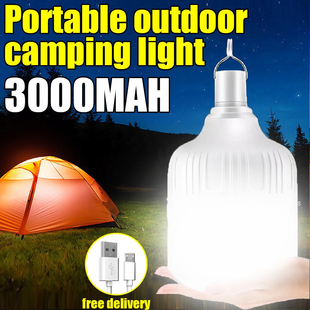 500w Luci Portatili da Campeggio all'Aperto Ricaricabili USB Lampada LED Lampadina di Emergenza Gancio Tende ad Alta Potenza Lanterna Luci Notturne Lampadina