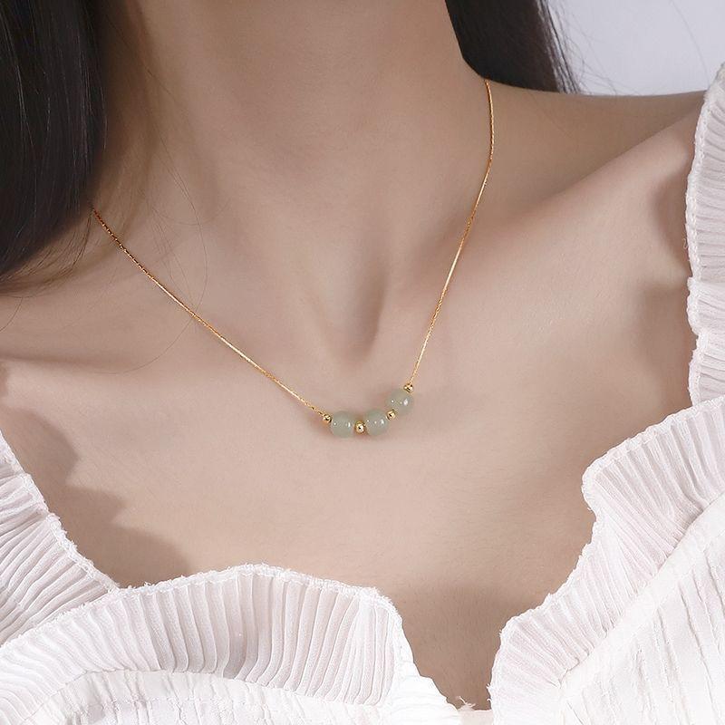 Sansheng III Jade Antique Necklace Female Niche, Senior Ins Temperament Student Collarbone Chain