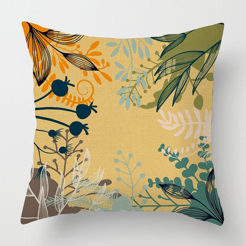 Home Decor Colorful Leaf & Swirl Digital Print Pillow Covers Pattern Cushion Cover Suitable for Sofa Bedroom Car Pillow Cover