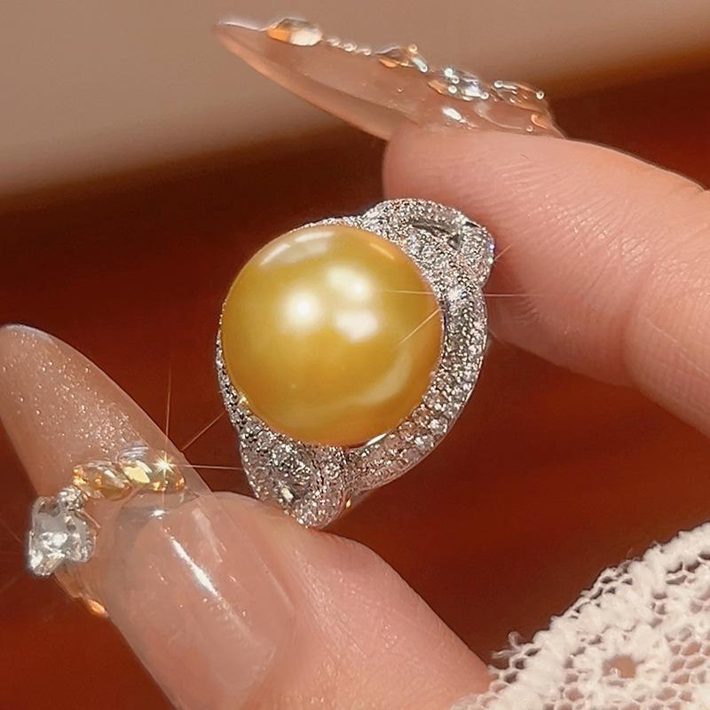 Jewelry Pearl Rings Australian White Pearls Nanyang Gray Fashionable Versatile Simple Women's Styles Open