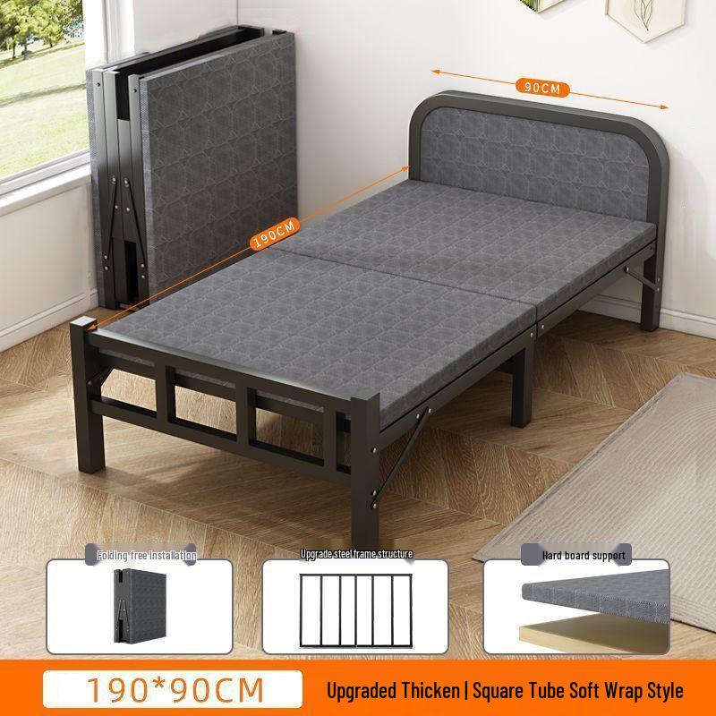 Outdoor Folding Wrought Iron Bed: Portable Single Bed for Home, Office, or Camping