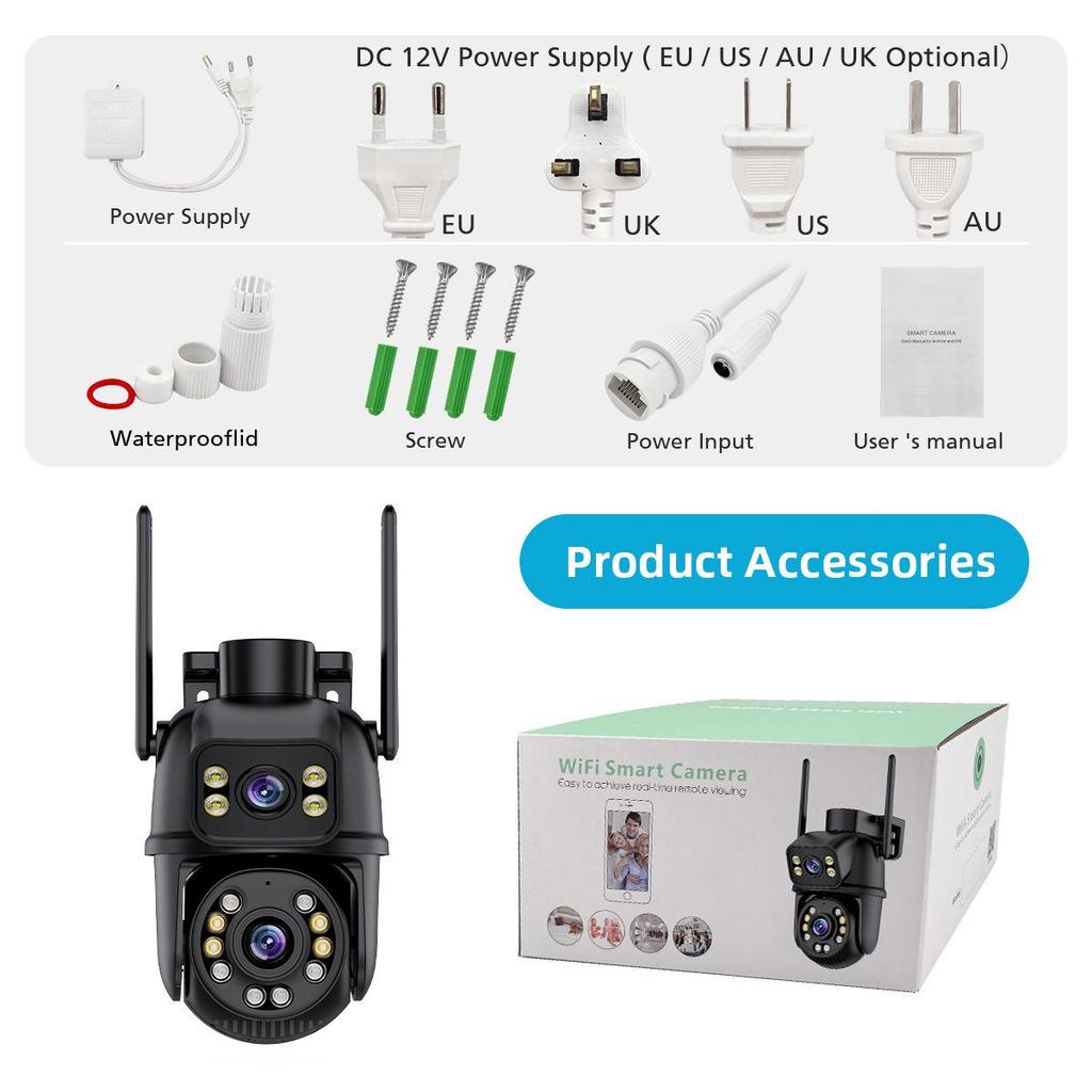 Dual-Lens Night Vision Wireless HD Camera: 360° Indoor/Outdoor WiFi Monitor