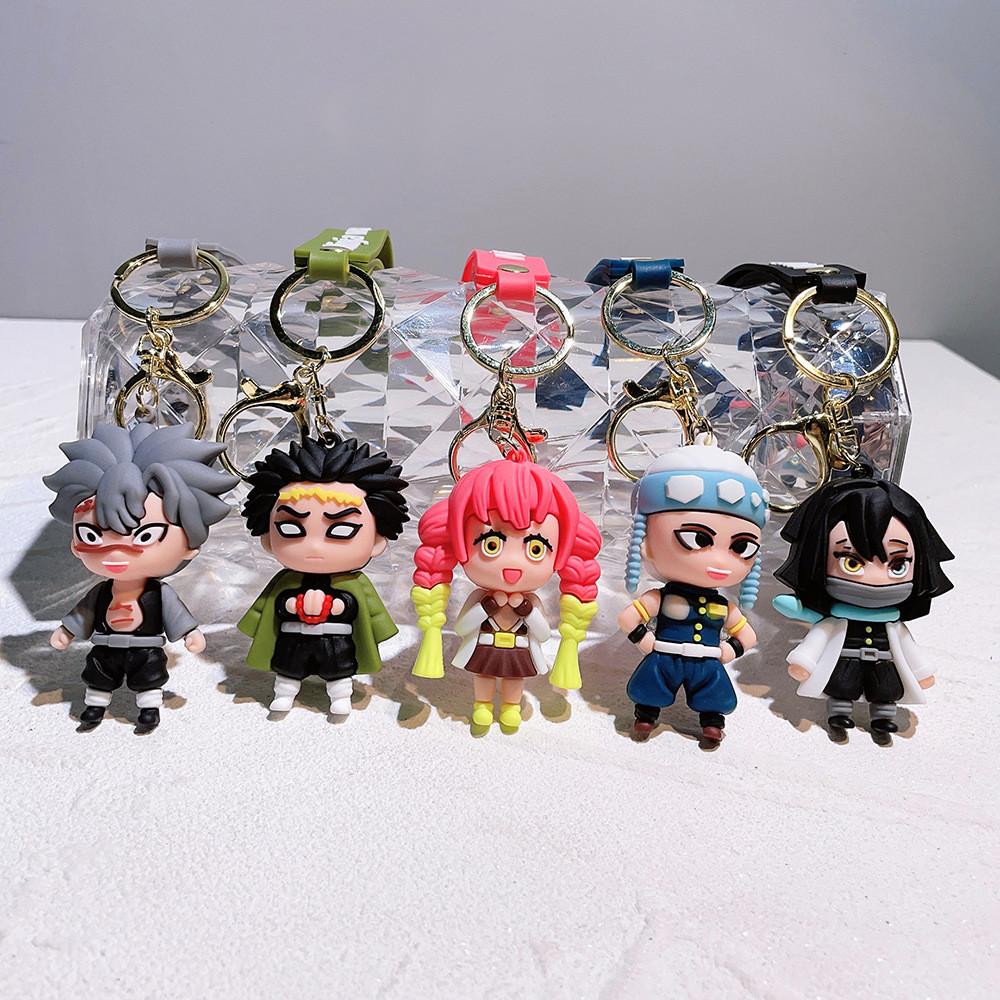 Adorable Demon Slayer Keychain Couples Gift Plastic Key Ring For Bags And Cars