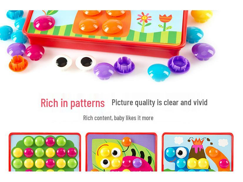 Children's Large Particle Button Art Board: Educational Hands-on Mushroom Nail Puzzle Toy for Kindergarten