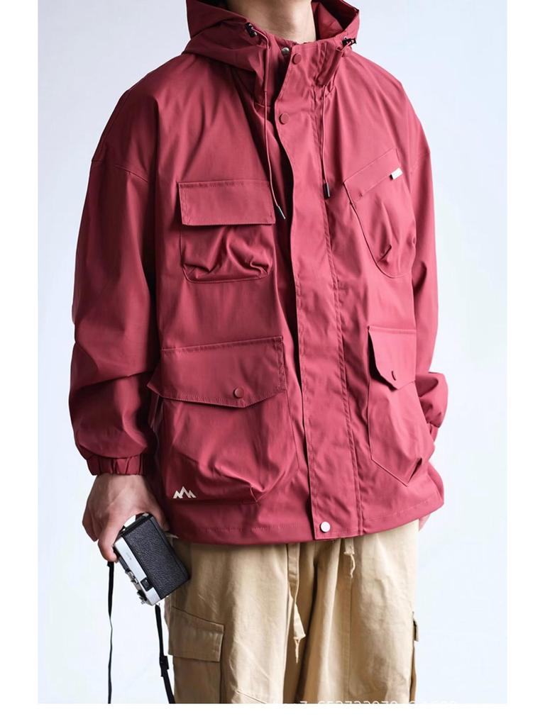 Unisex Multi-pocket Japanese Outdoor Hoodie Jacket for Autumn/Winter Camping and Mountaineering