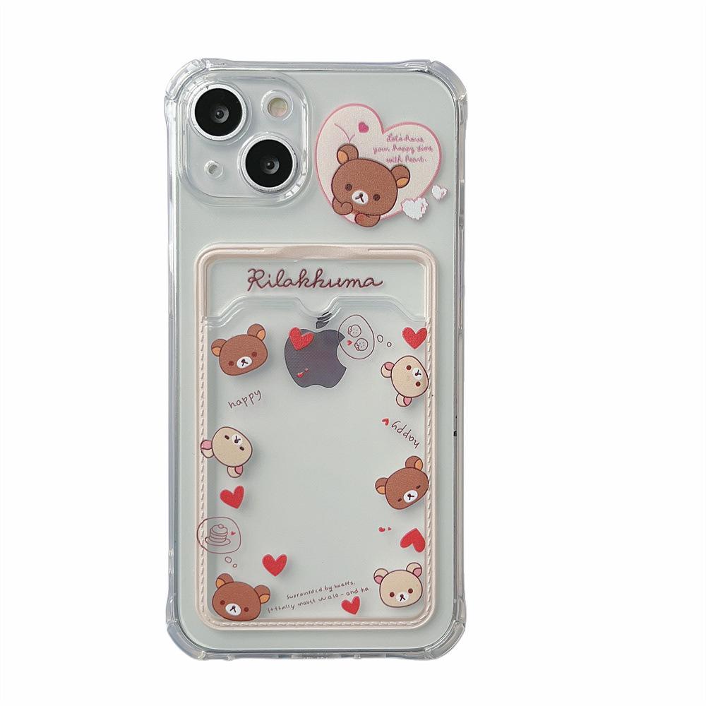 Brown Bear Love Series iPhone Case for iPhone 12/14 Pro, 11, XR, XS - Transparent, Female, 15+ Years Old Apple Users.