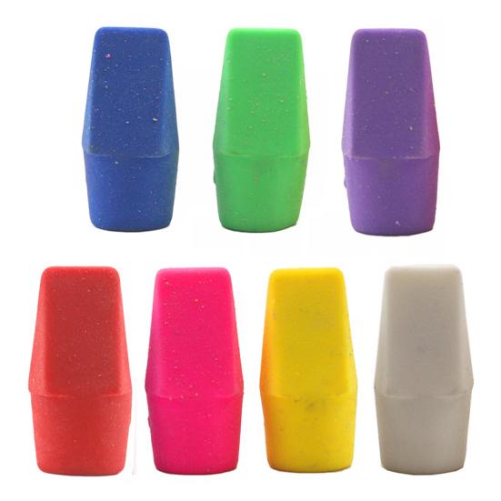 150Pcs Durable Bright Color Widely Used Labor-saving Pencil Erasers Topper Hat Sketching Tool School Supplies Top Eraser