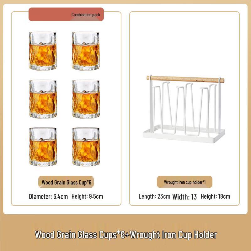 Aiqiyixuan ME Creative Tree Pattern Glass Cup Set 6 Cups + Holder