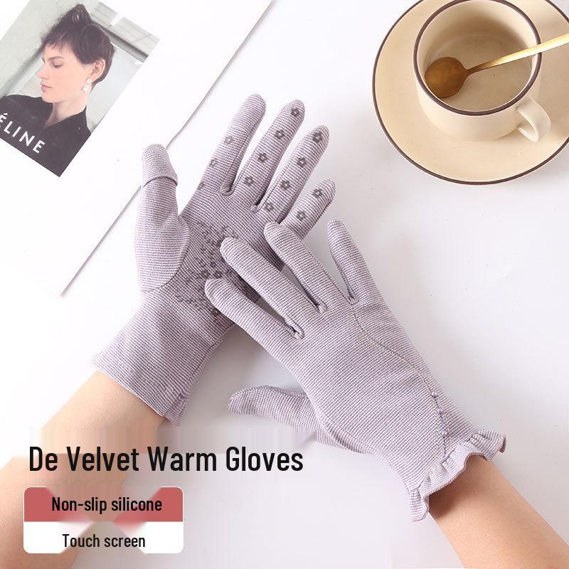 Damen Touchscreen Winddichte Radhandschuhe - Deutsches Samt, Rutschfest, Outdoor Herbst/Winter Wärme, Fingerloses Design zum Autofahren & für die Handynutzung