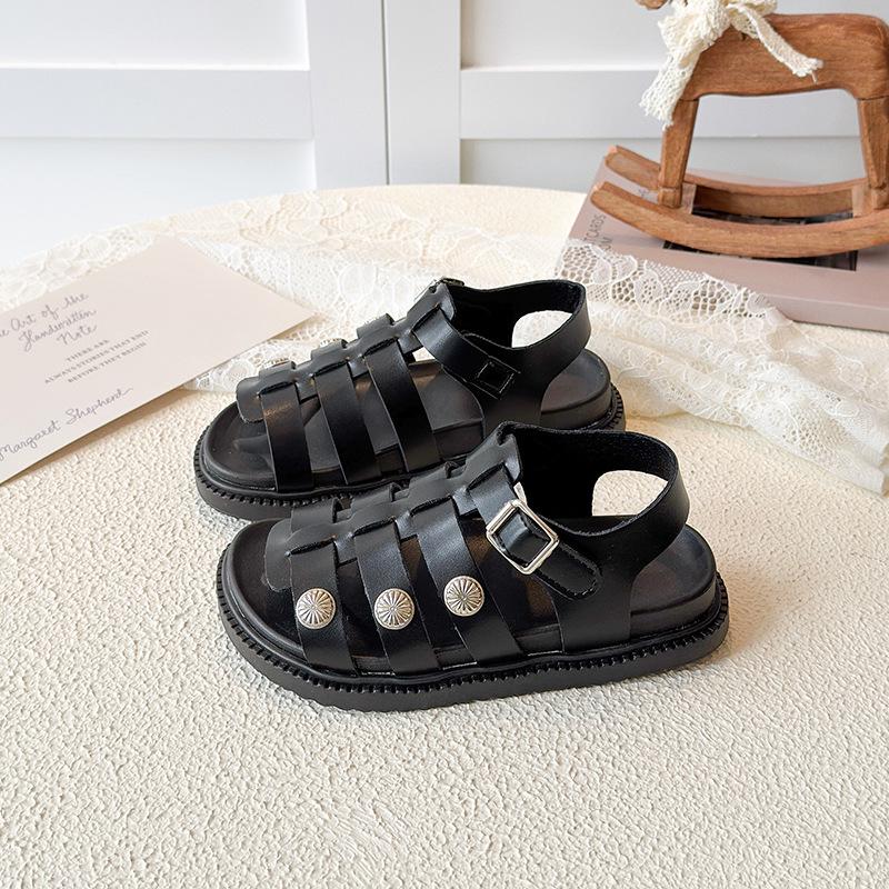 

Girls Versatile Roman Sandals 2026: Trendy Rivet Soft Sole Princess Shoes with Non-slip Hollow Design 26-30 pack of 5 pairs чорний