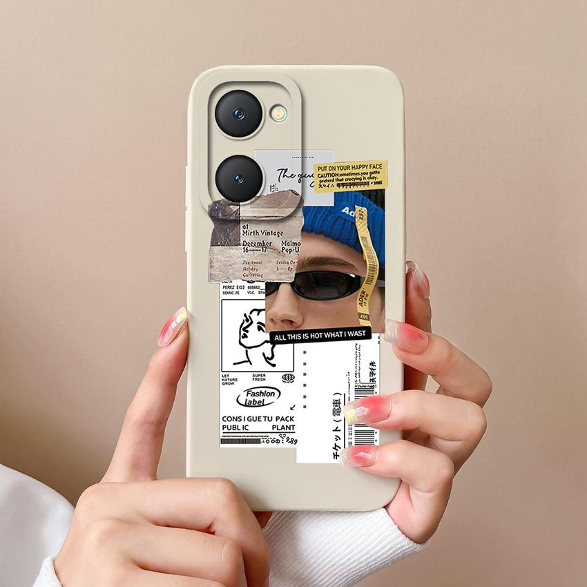 New Case For Vivo iQOO U5x Z9 Lite Y400 Pro Y03t Y02t Y18i Y18t Cute Girl Phone Cover Screen Protector Liquid Silicone Dustproof Shell For Vivo Casing