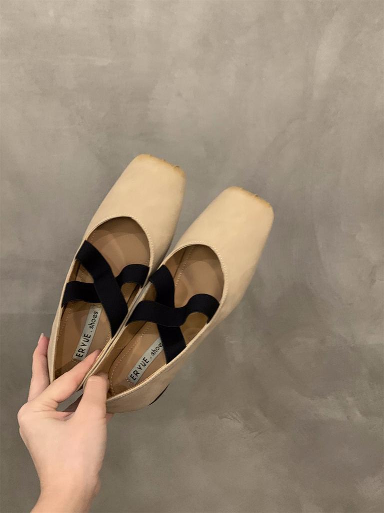 French Flat-soled Ballet Square Head Single Shoes Fairy Shoes 2025 New Spring and Autumn Mary Jane Evening Gentle Shoes