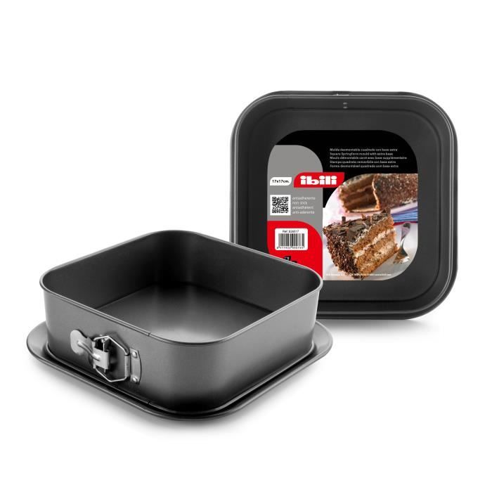 Moule démontable carré - ibili - 826517 - antiadhésif - 17x17 cm - base supplémentaire