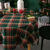 Green Plaid Christmas Decoration Tablecloth Waterproof Rectangular Tablecloths Mantel Mesa Party Decoration Mantel Mesa